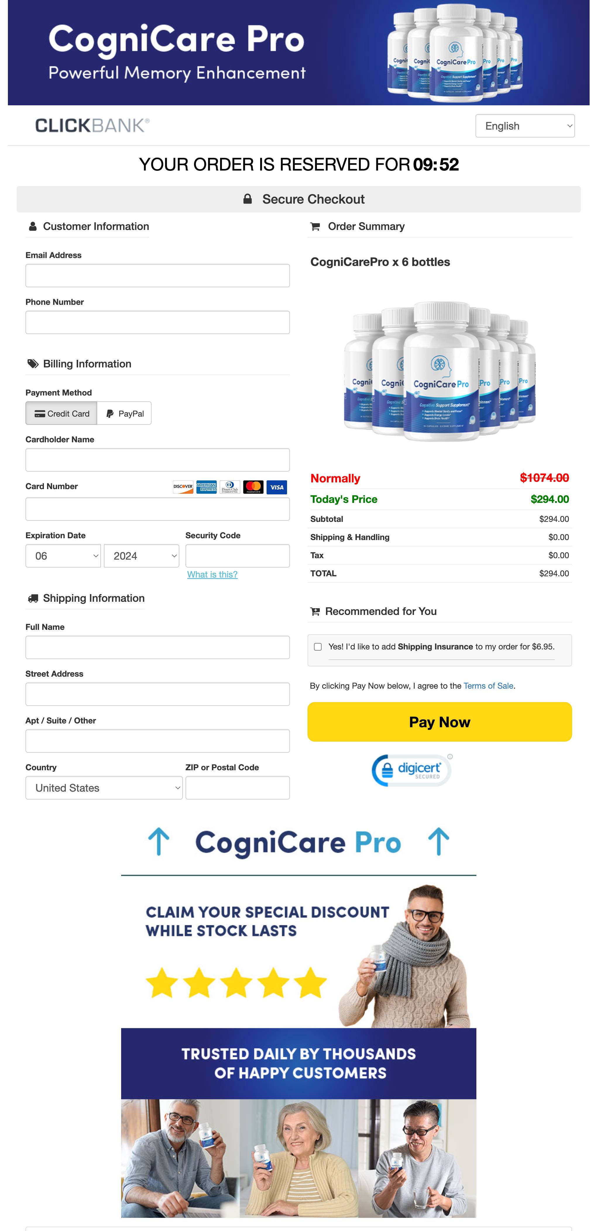 CogniCare Pro - Order Page